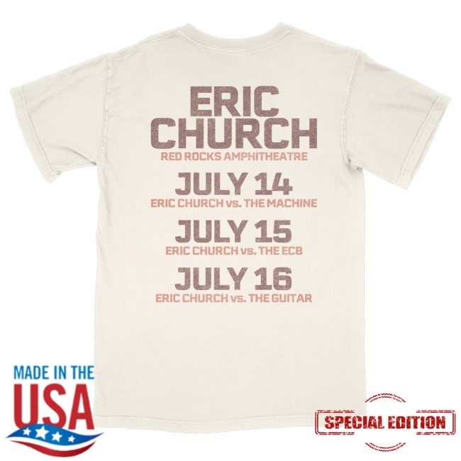 Eric Church Merch Red Rocks Event Crewneck Sweatshirt Natural - Hzmerch