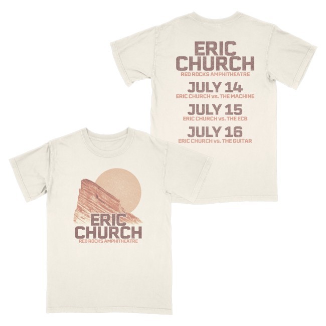 Eric Church Merch Red Rocks Event Crewneck Sweatshirt Natural - Hzmerch